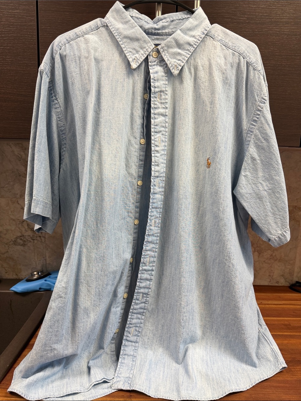Polo by Ralph Lauren Light Blue Short-Sleeve Denim Button-Down Shirt